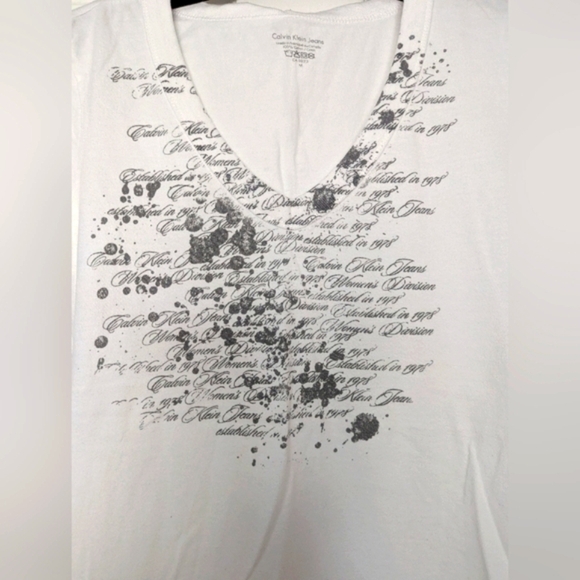 Calvin Klein White Graphic Fitted T-Shirt - Picture 2 of 8